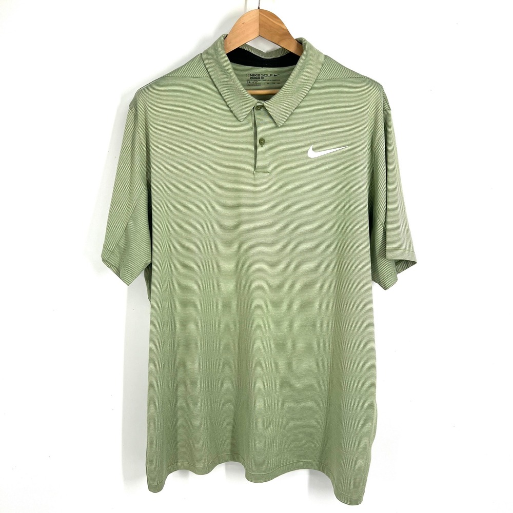 Nike Golf Mens Dri-FIT Micro Stripe Polo Shirt Green XXL AH9151-385